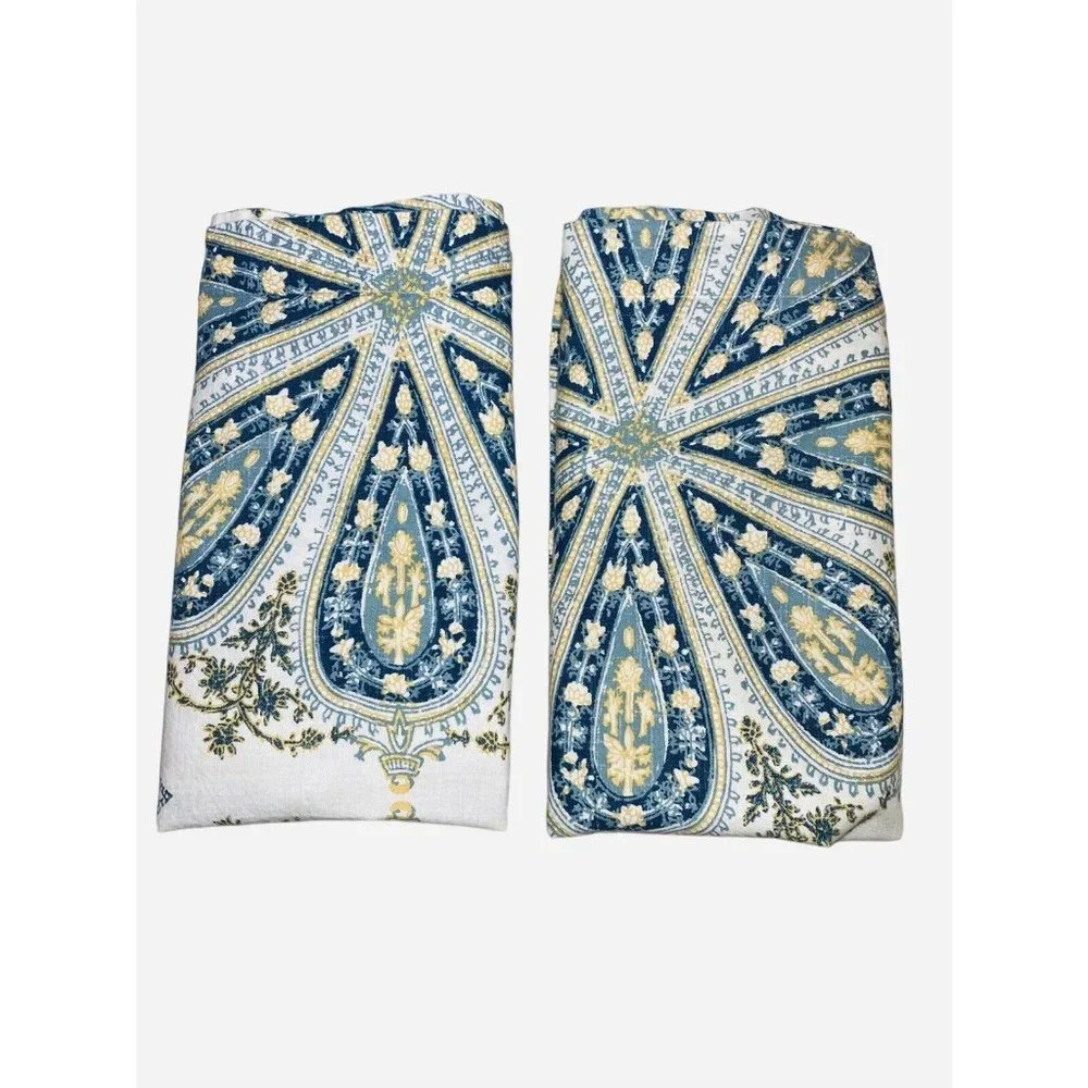 Ralph Lauren Blue Medallion Paisley King Set Cotton Pillowcase‎ Shams